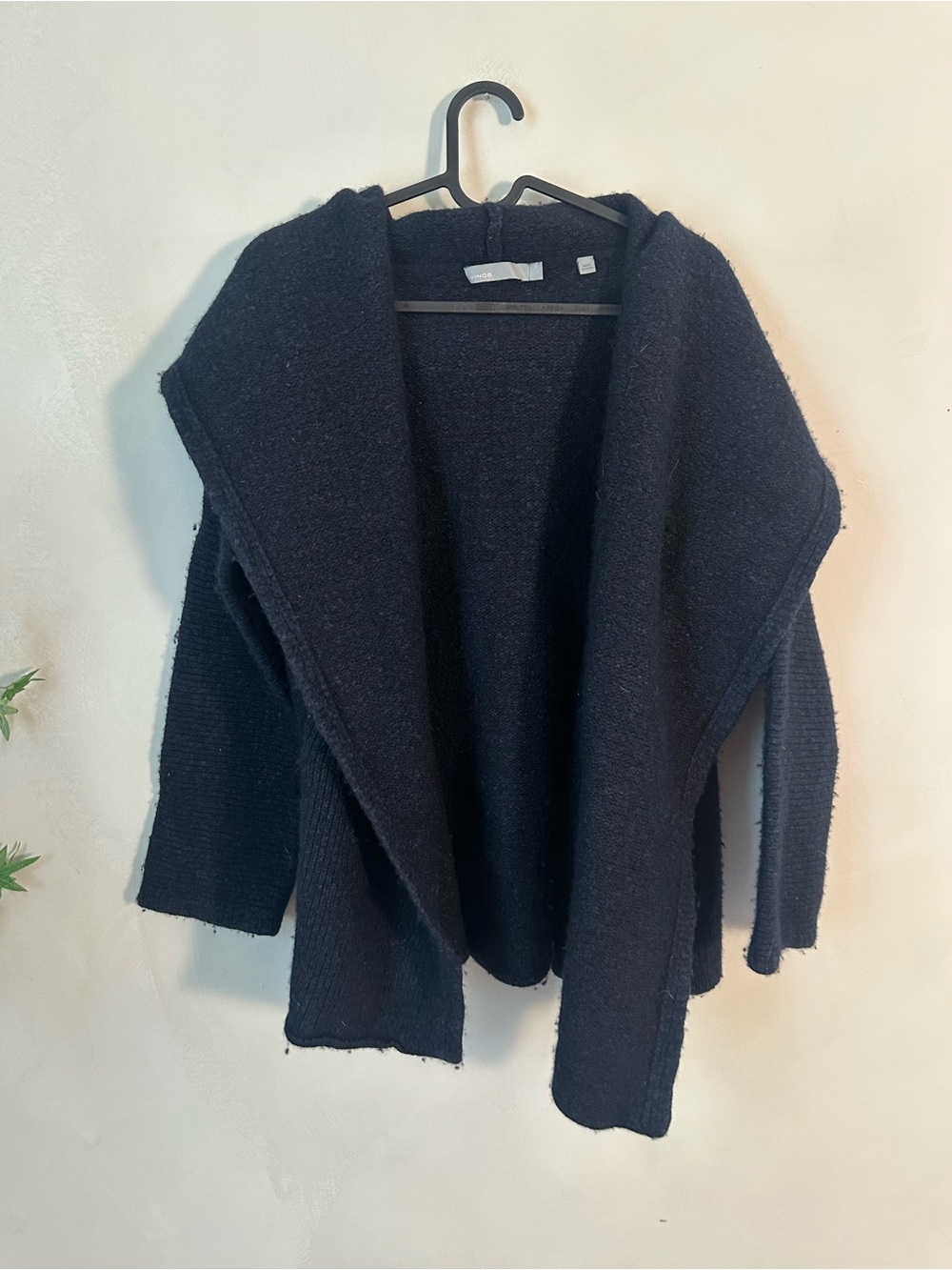 Vince Navy Hooded Open-Front Cardigan Sweater Wool/Silk/Cashmere Blend Large